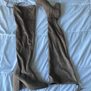 Mushroom Microsuede Over-the-Knee Heeled Boots